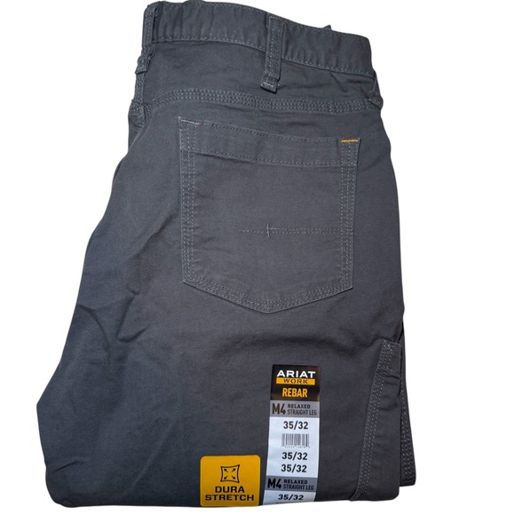 Ariat Rebar M4 Relaxed Straight Work Pants 35x32 Gray DuraStretch Men's NWT - Picture 1 of 14